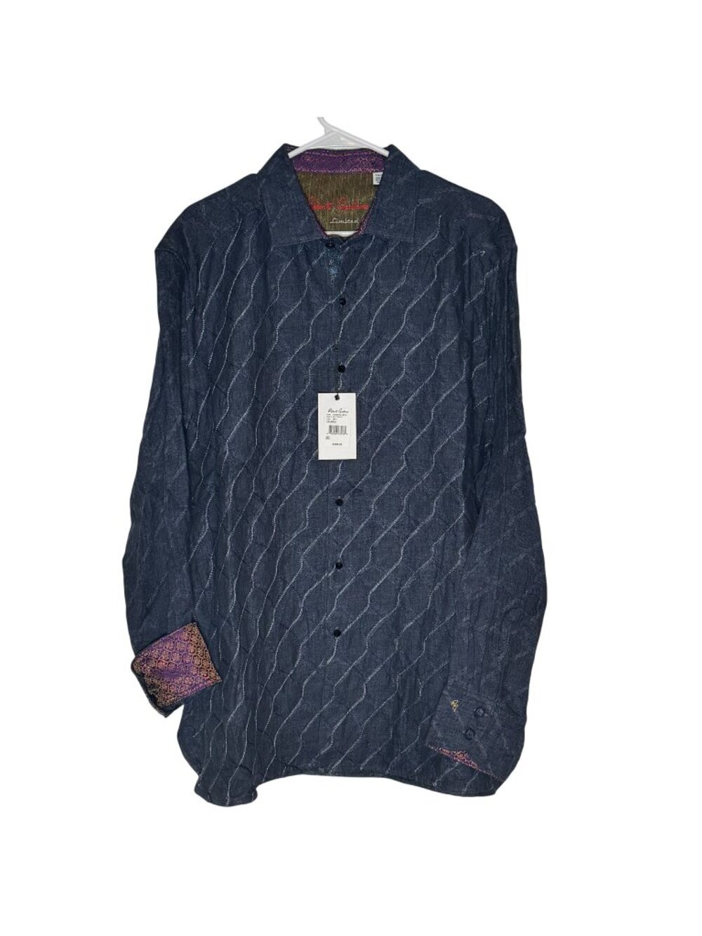 Robert Graham Siddartha Limited Edition Embroidered Shirt Navy Blue Size 2XL NWT